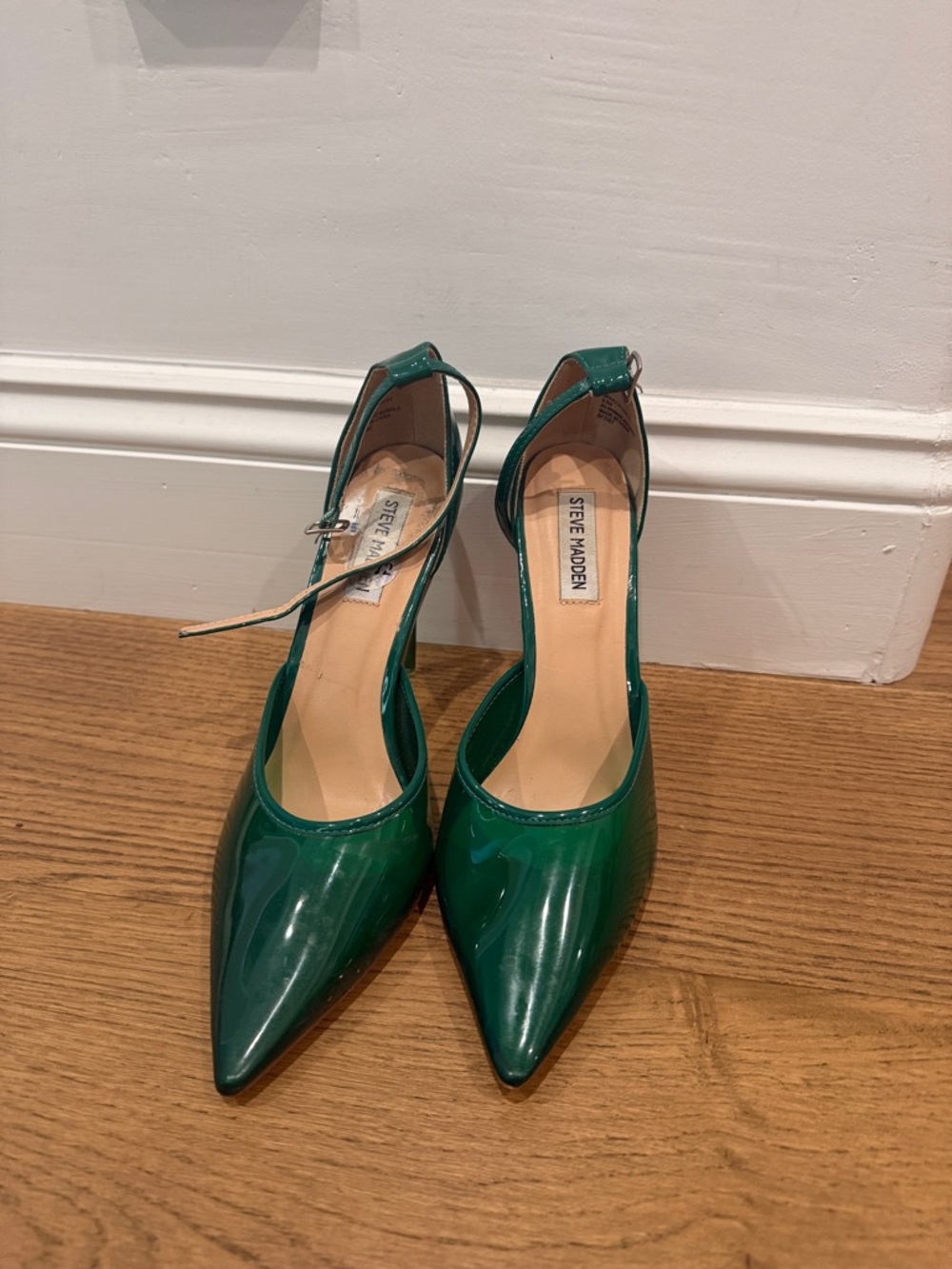 Steve Madden Emerald Patent Pointed-Toe Ankle-Strap Pumps
